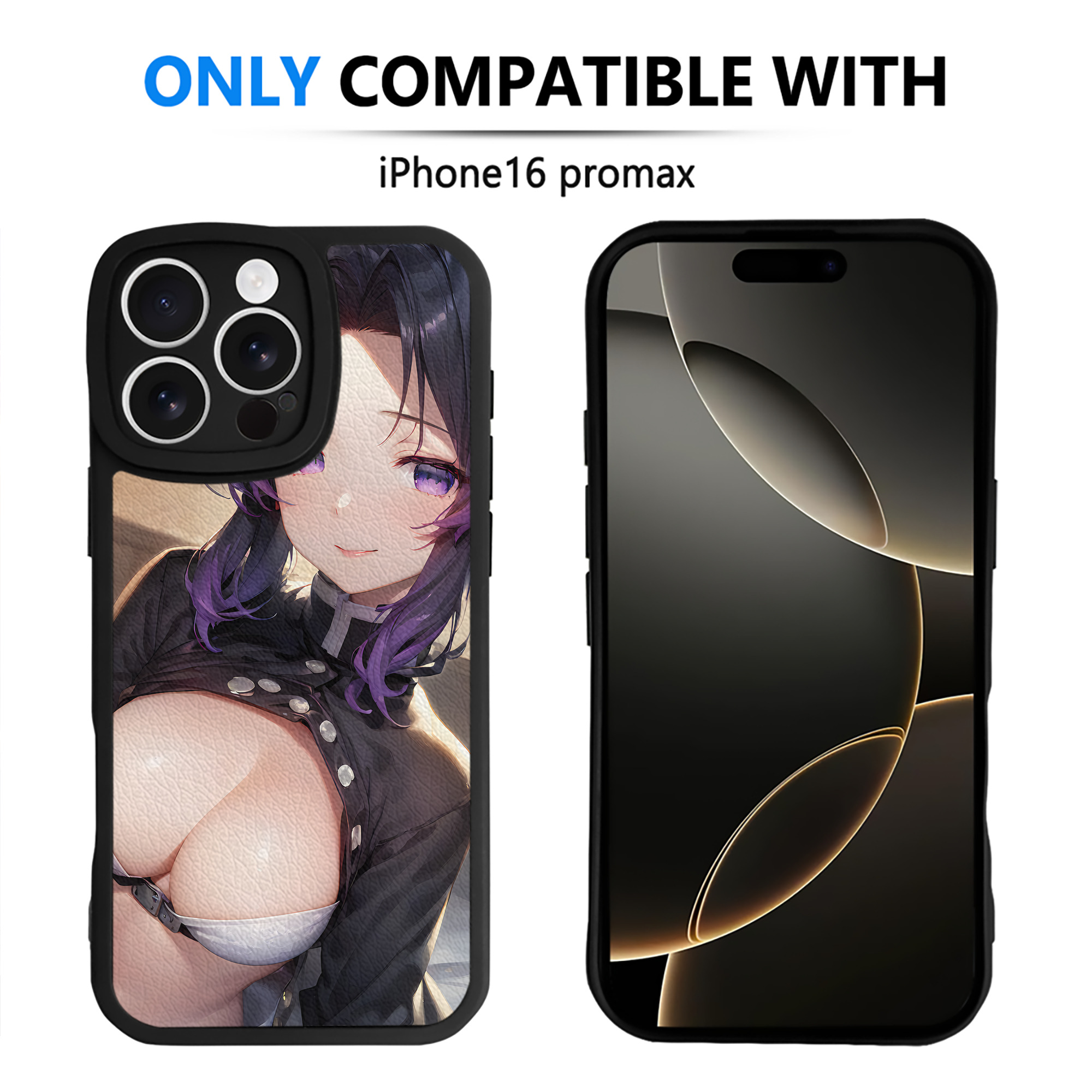 （画像用） 鬼滅の刃（きめつのやいば）蟲柱-胡蝶 しのぶ／こちょう しのぶ Kochou Shinobu 【iPhone 16シリーズ対応】シリコンスマホケース（レザー調） 材質：シリコン